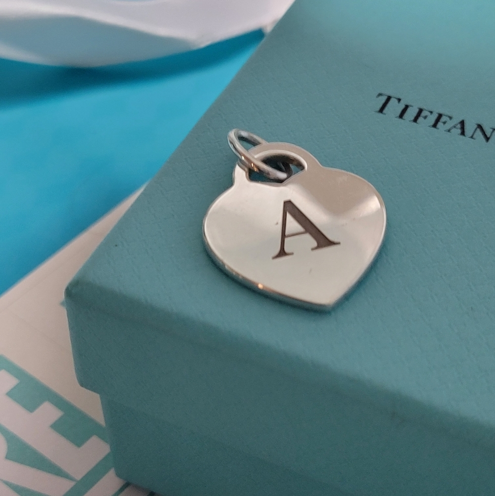 Tiffany & Co. Heart Letter A Initial Alphabet Charm Pendant Sterling Sil…